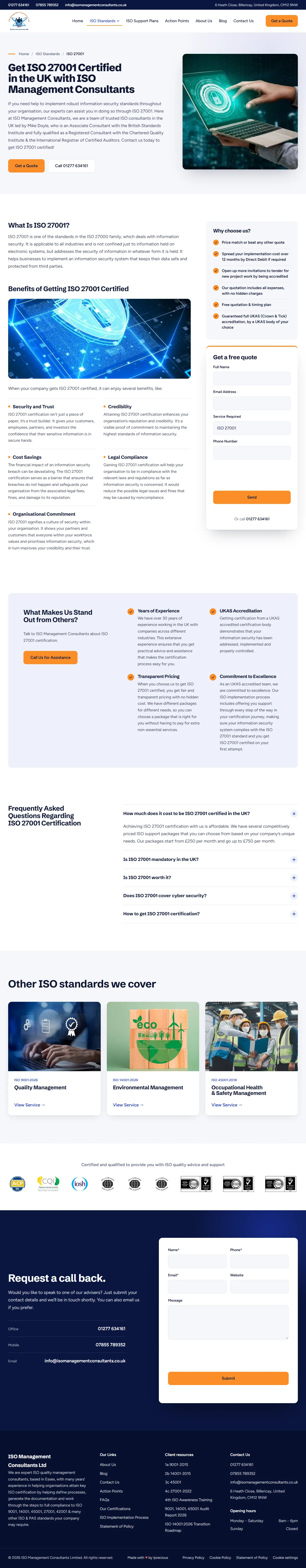 ISO 27001 page — full screenshot